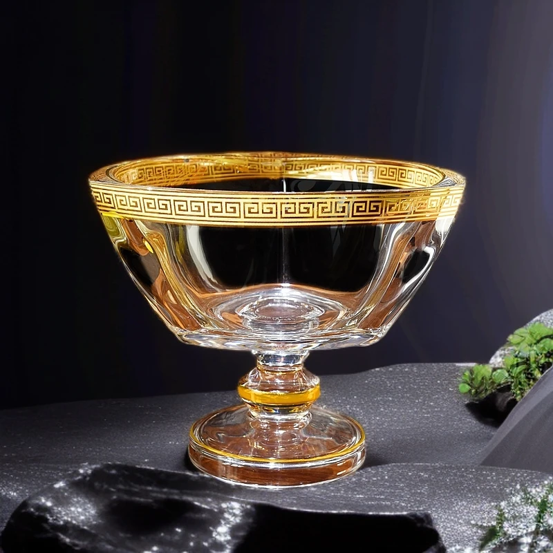 【金像】 D240 金字塔博物馆级别带脚果斗真金万字带果盘客厅摆件