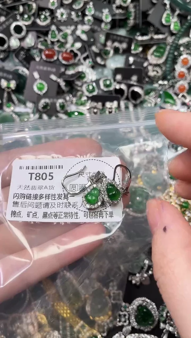 翡翠未镶嵌颈饰T805耳钩