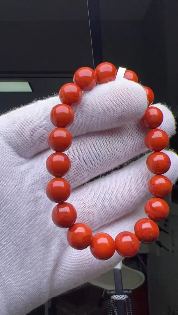 未镶嵌10mm南红玛瑙川料瓦西火焰纹圆珠单圈