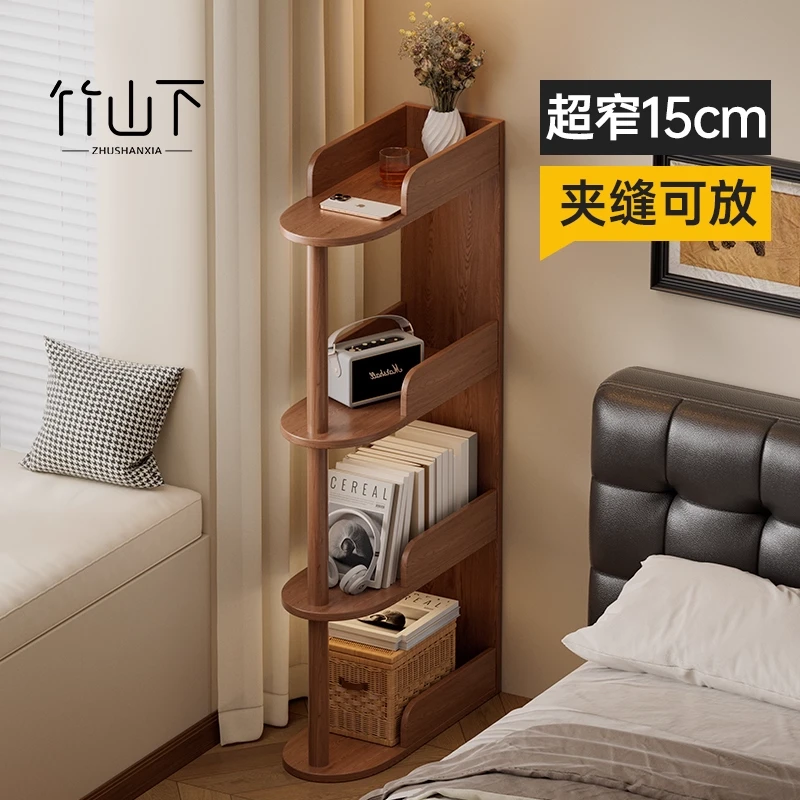 实木置物架多层收纳架客厅家用立式窄缝书架杂志展示架家具小物件