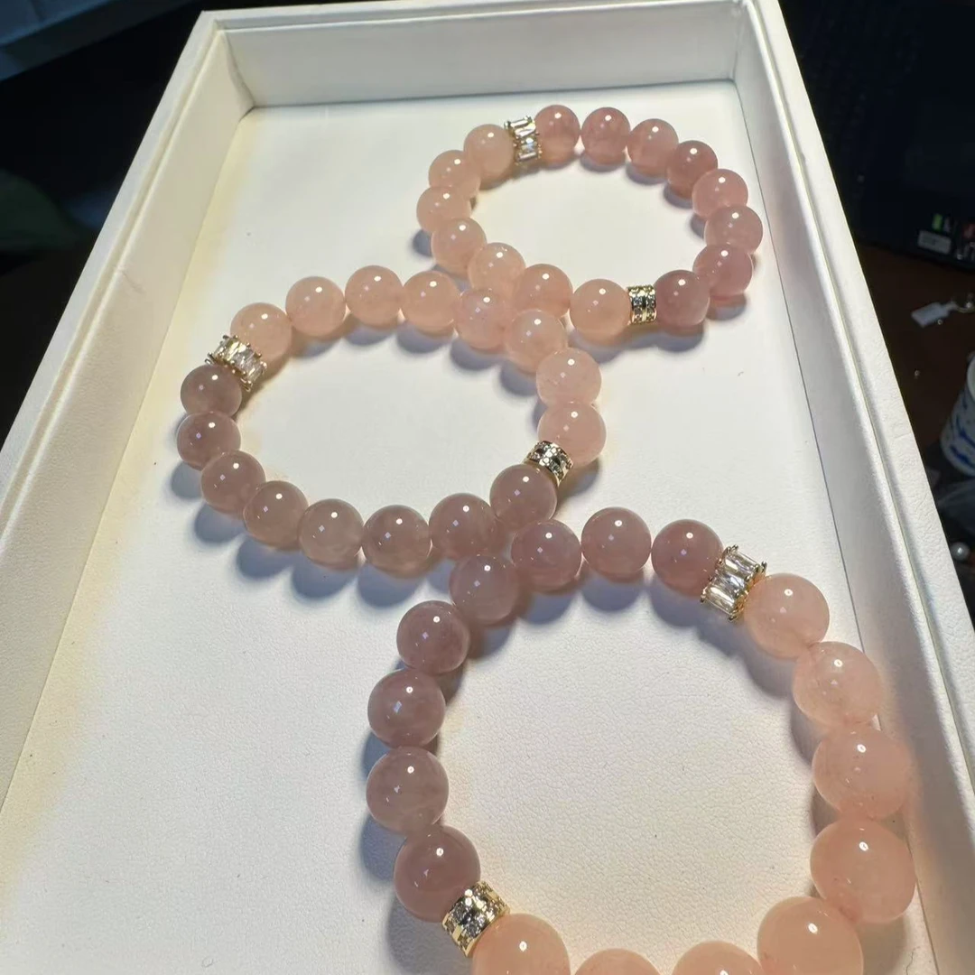 天然西柚粉紫马粉半山半睡手串 孤品3