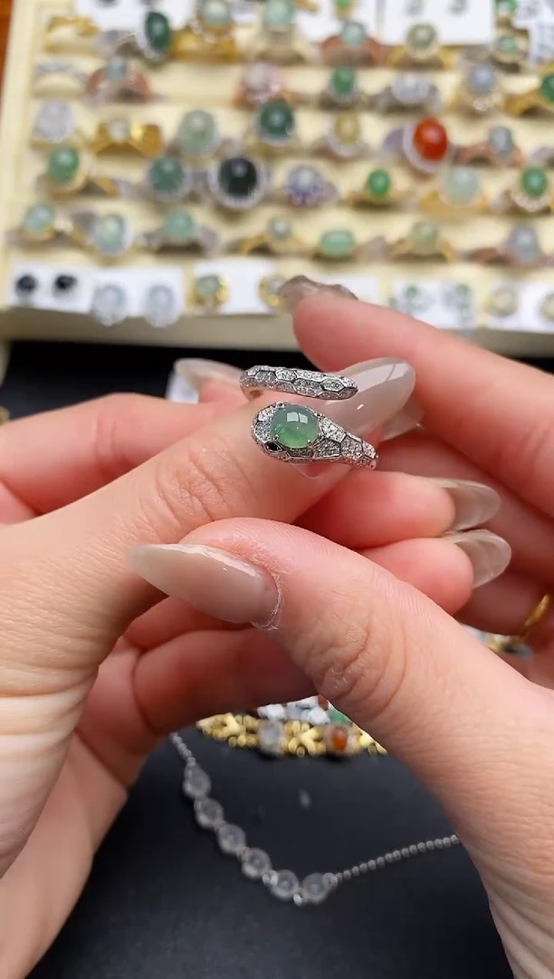 【闪购商品】翡翠戒指银S925镶嵌111111111+4