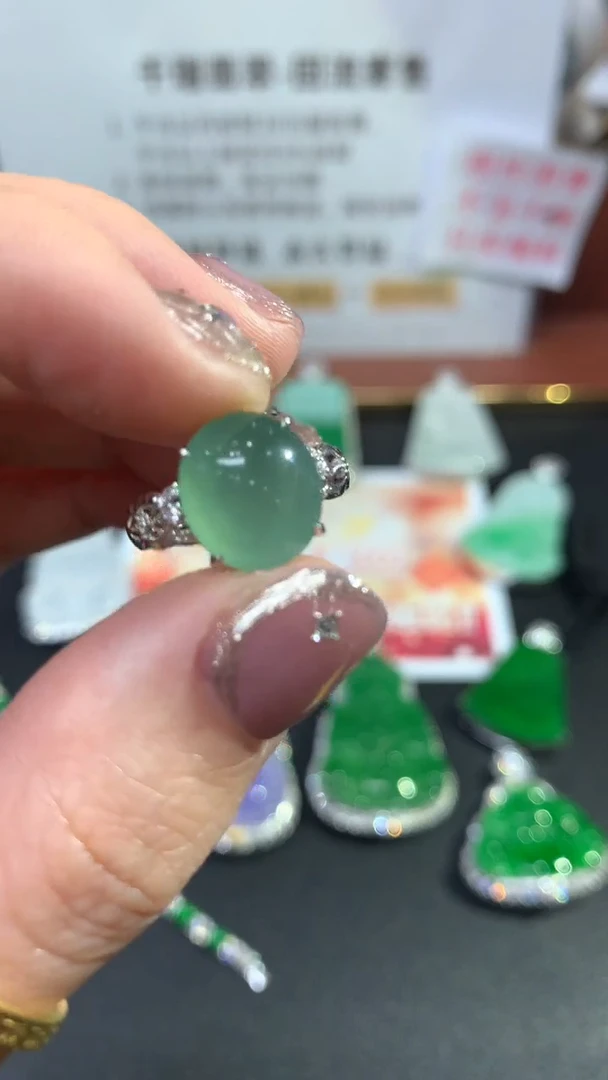 【闪购商品】翡翠戒指18K金镶嵌戒指回流不退不换|4980+0