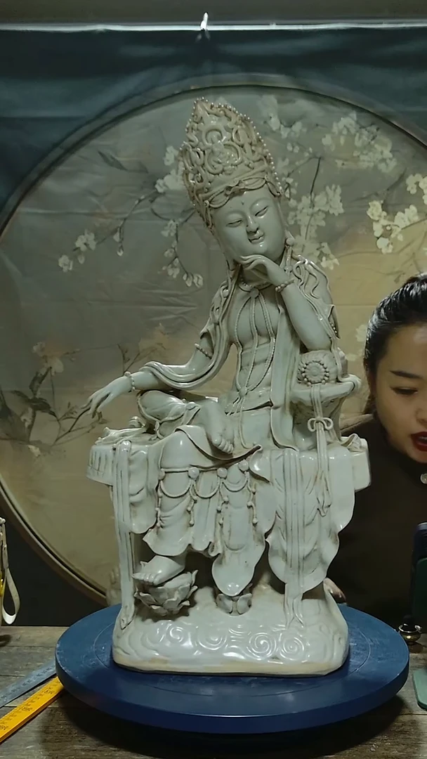 摆件湖田窑自在观音高63公分