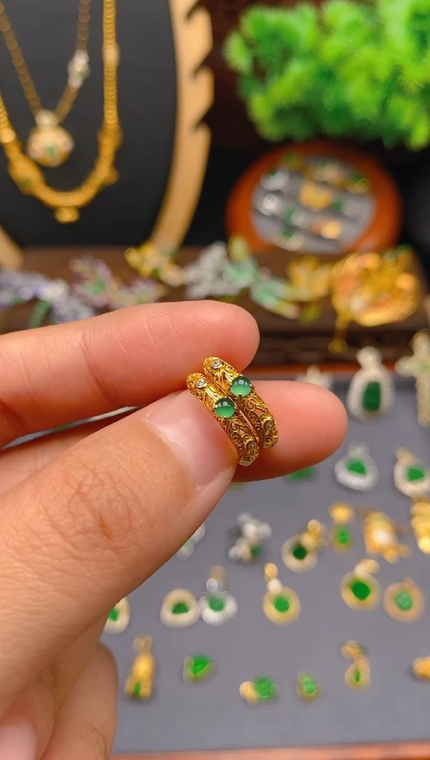 【闪购商品】翡翠耳饰未镶嵌花丝耳饰