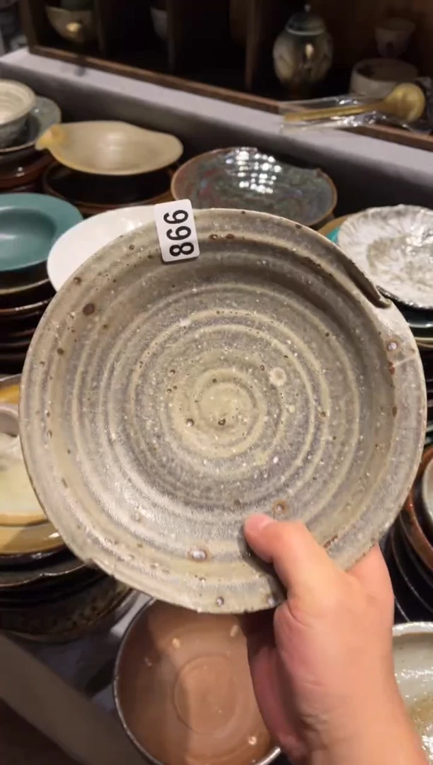 【闪购商品】瓷片866   粗陶灰菜盘1个