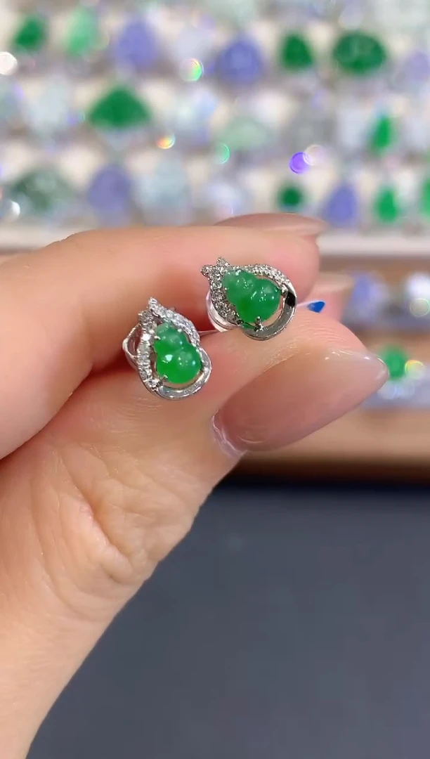 18K金镶嵌翡翠耳饰a3多样性一件发货