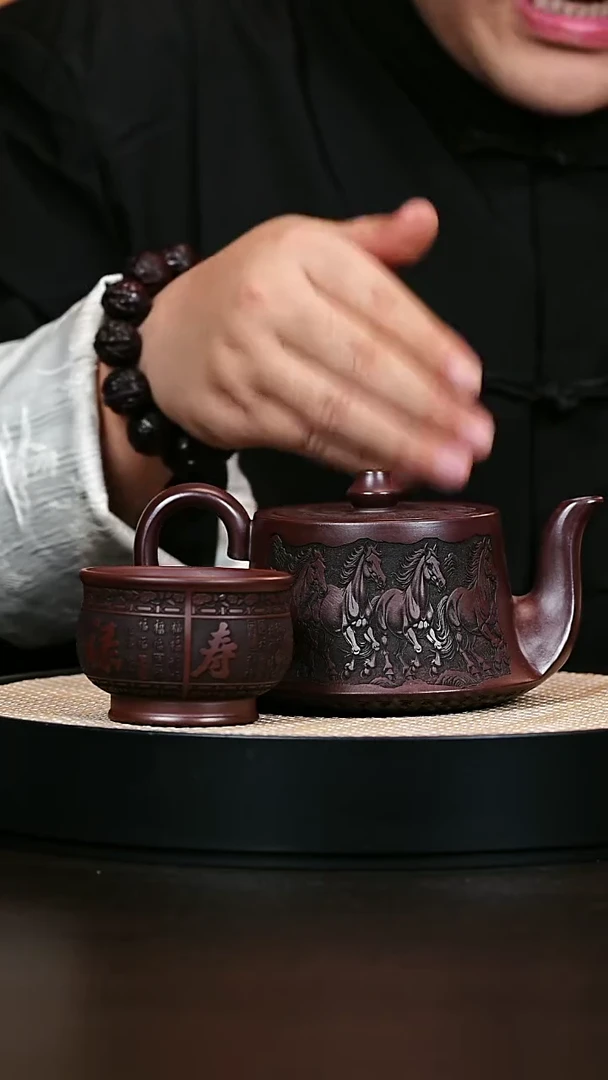 茶壶紫砂曲壶 石红