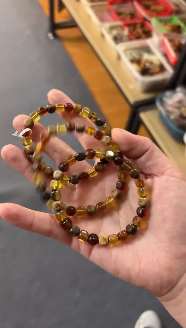 手链琥珀未镶嵌蓝珀六方多宝单圈多样性发其一