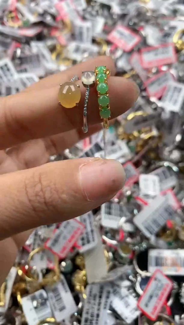 银S925镶嵌戒指翡翠666--2
