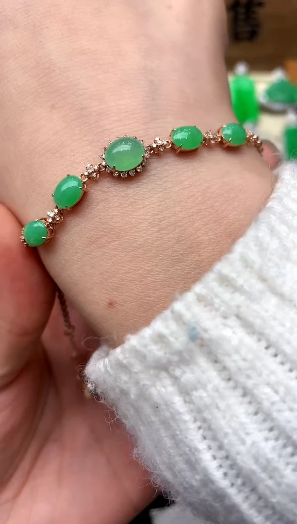 【闪购商品】翡翠手链18K金镶嵌148-中国好珍宝