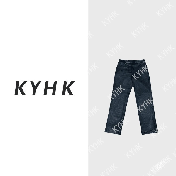 KYHK弹力通勤直筒九分裤皮裤241271