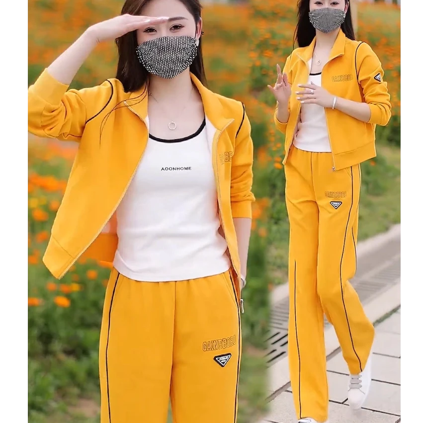 2025春秋新款时尚套装女洋气显瘦拉链外套阔腿裤休闲运动两件套潮