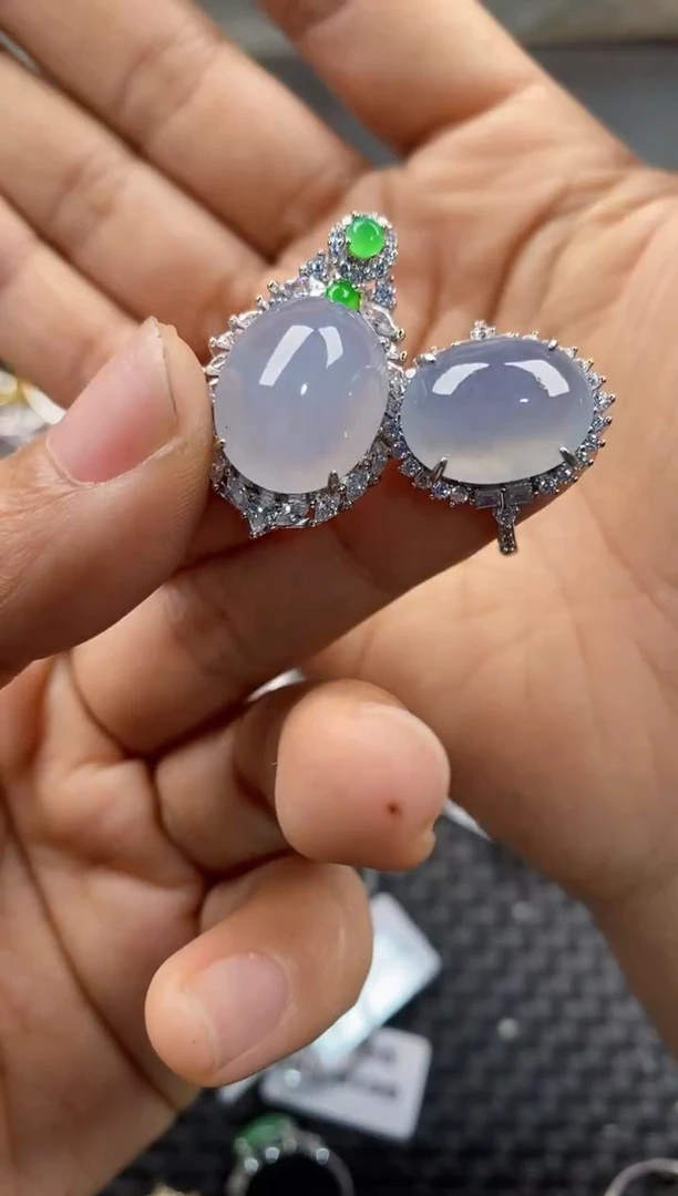 银S925镶嵌戒指翡翠444      3