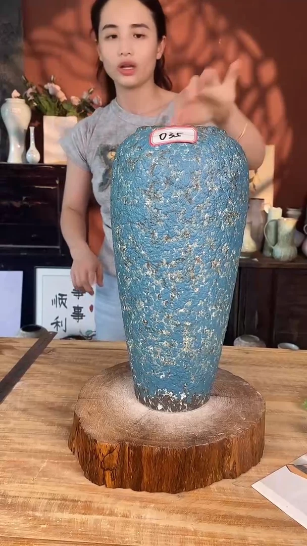 摆件景德镇高温陶瓷花器035（口径10*高度35）
