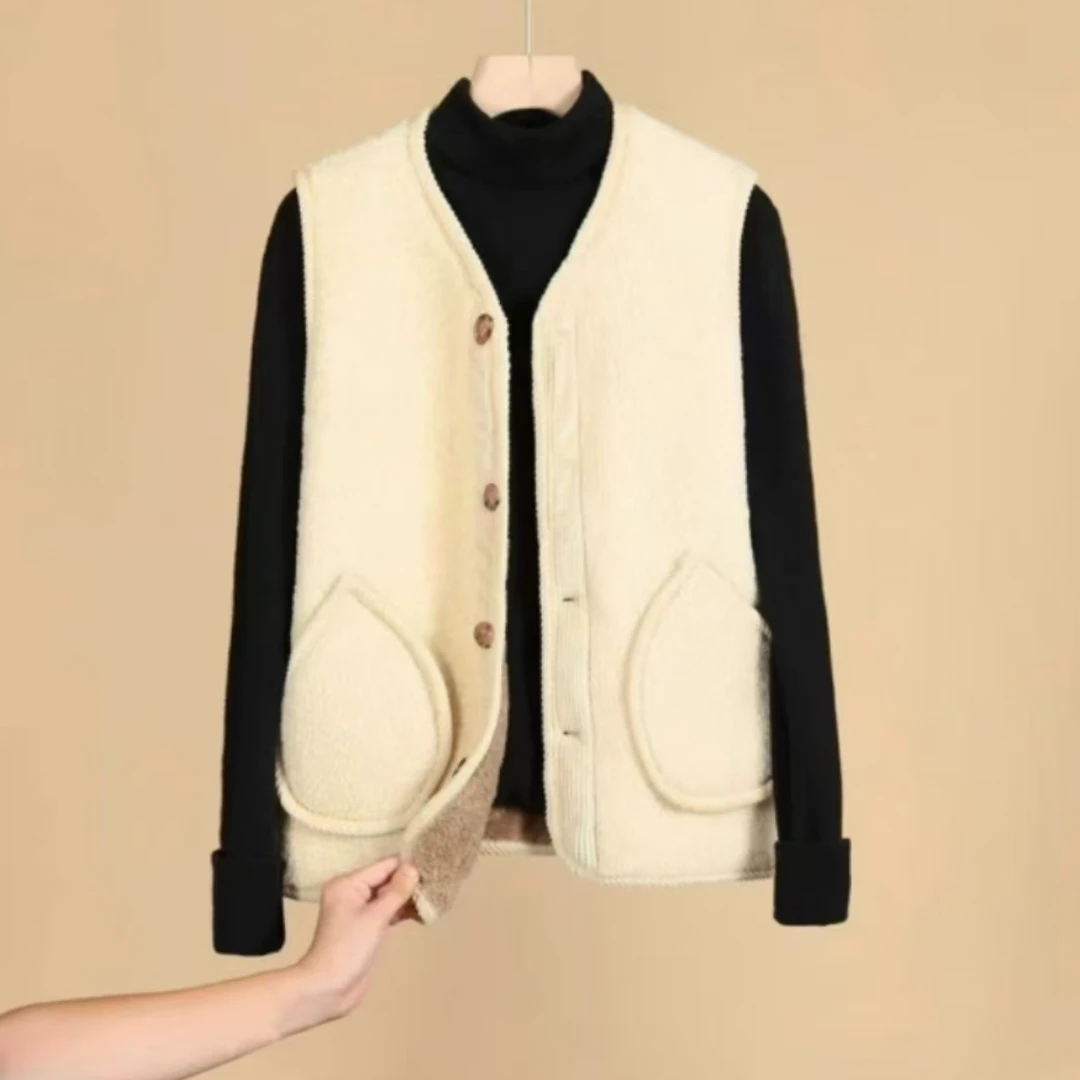 2025新款韩系加绒加厚系扣马甲保暖舒适百搭-1973