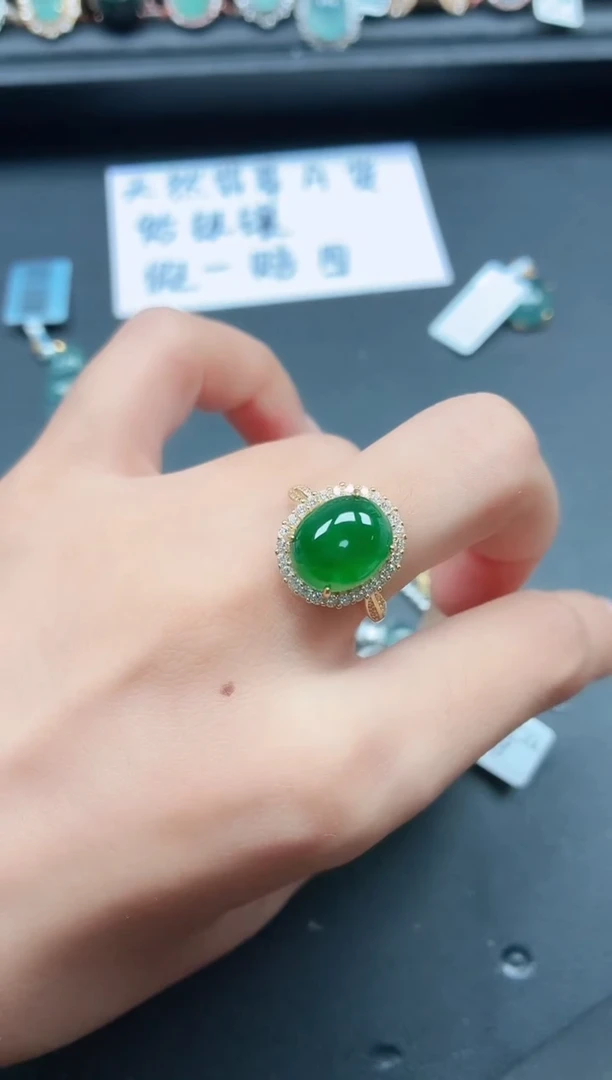 翡翠戒指银S925镶嵌111111