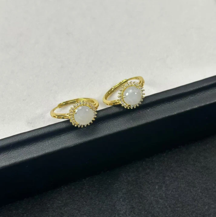 【睿泽鉴宝】S925翡翠蛋面戒指（多样性发一 有瑕） 7*2 V0173