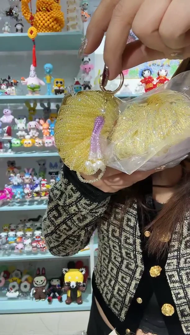 玻璃2352卡0.8水晶流苏挂件材料包2套短款鹅黄色