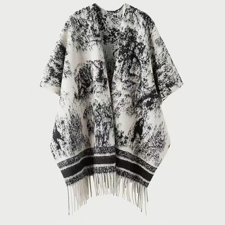 【水墨画披肩】女士时尚百搭款秋宽松冬披肩女242-004