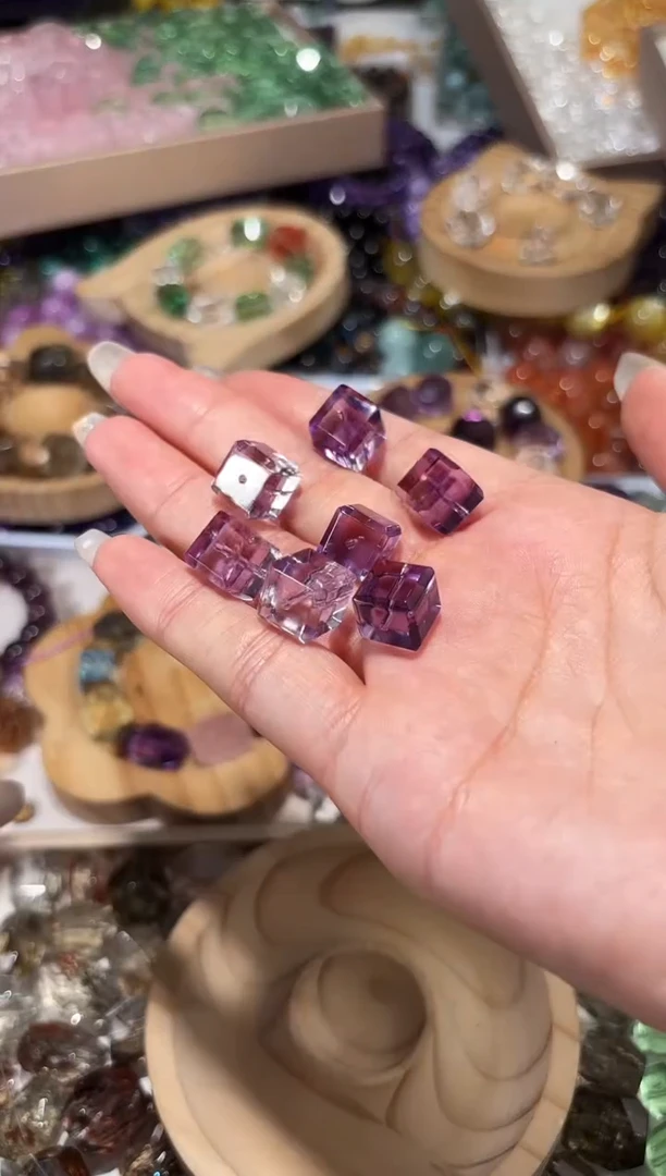 水晶手串未镶嵌P81紫水方糖卡10一个