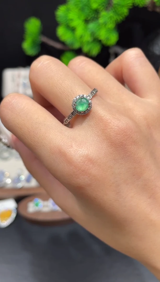 银S925镶嵌戒指翡翠戒指