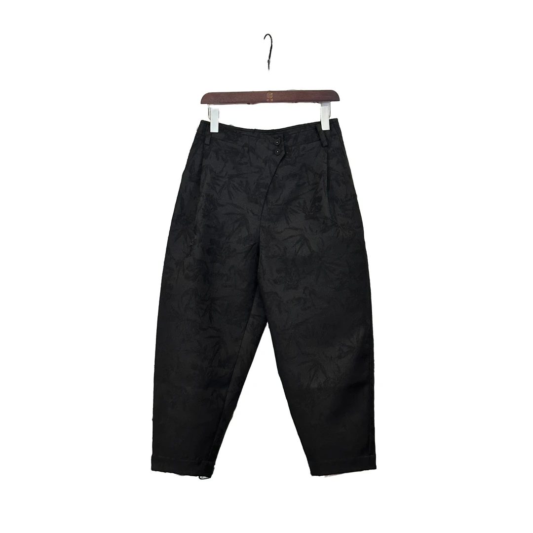 「利琪高订」国风新中式气质轻奢百搭时尚竹之韵羊毛休闲裤B6940