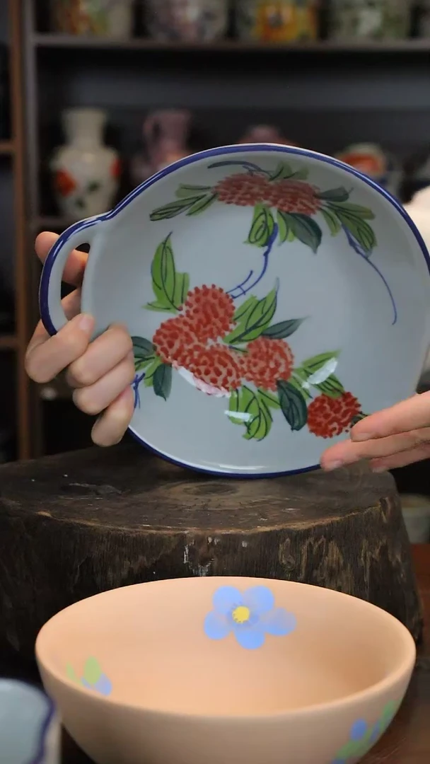 【闪购商品】椿野8寸双耳盘（荔枝）C311