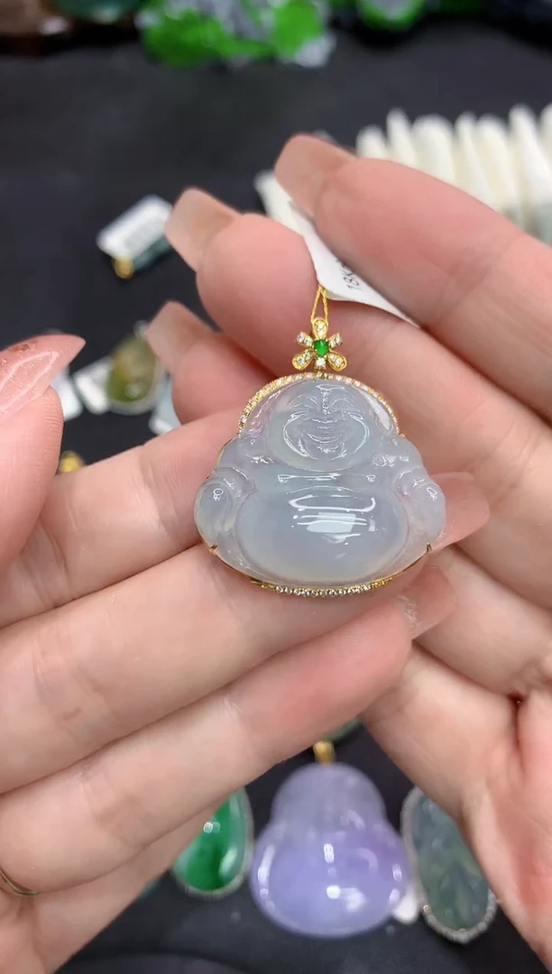 吊坠(不含链)18K金镶嵌翡翠11