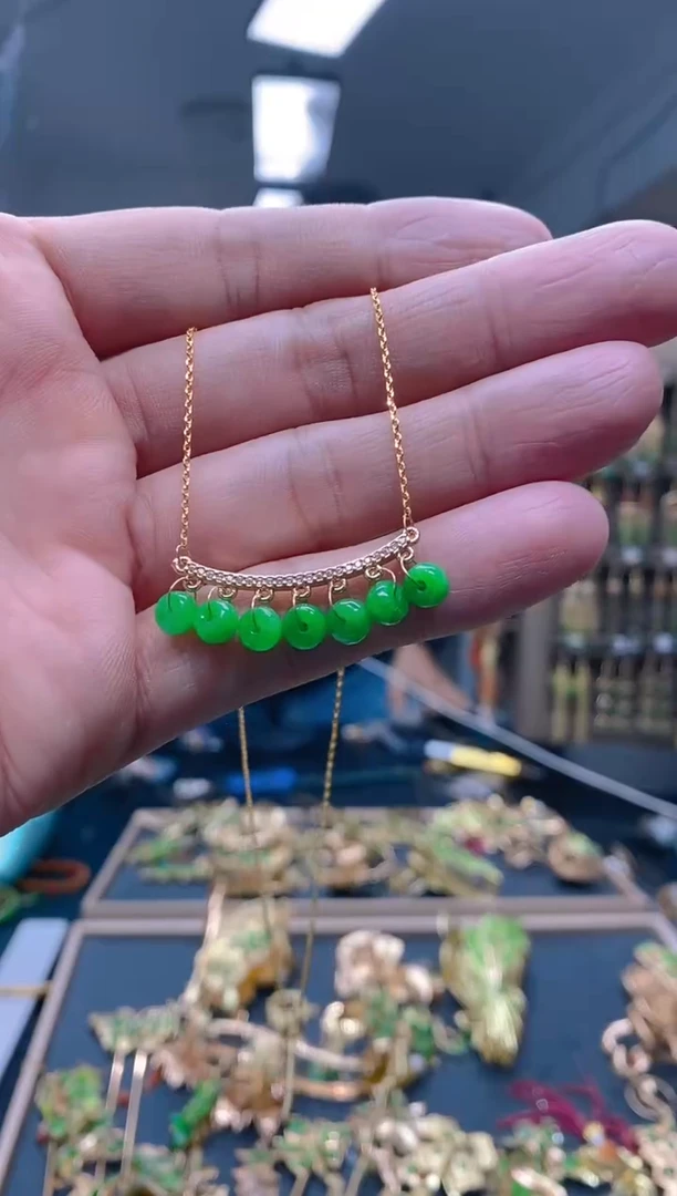 【闪购商品】翡翠耳饰合金34翡翠锁骨链