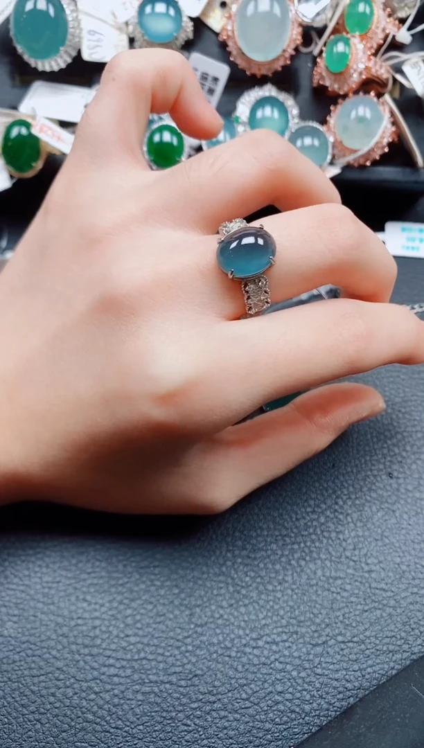 银S925镶嵌戒指翡翠翡翠