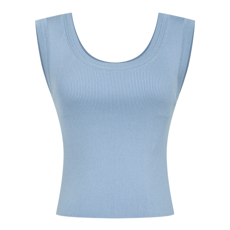 【陈大可】曼德诗纯色内搭新款冰感纱百搭通勤毛织背心M729010926