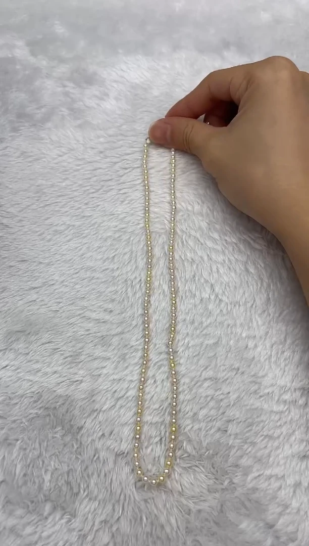 项链银S925镶嵌海水珍珠AK羽皇金3.5-4mm