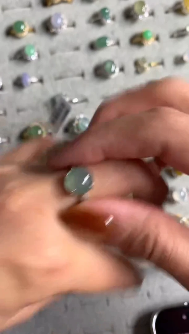 银S925镶嵌戒指翡翠5