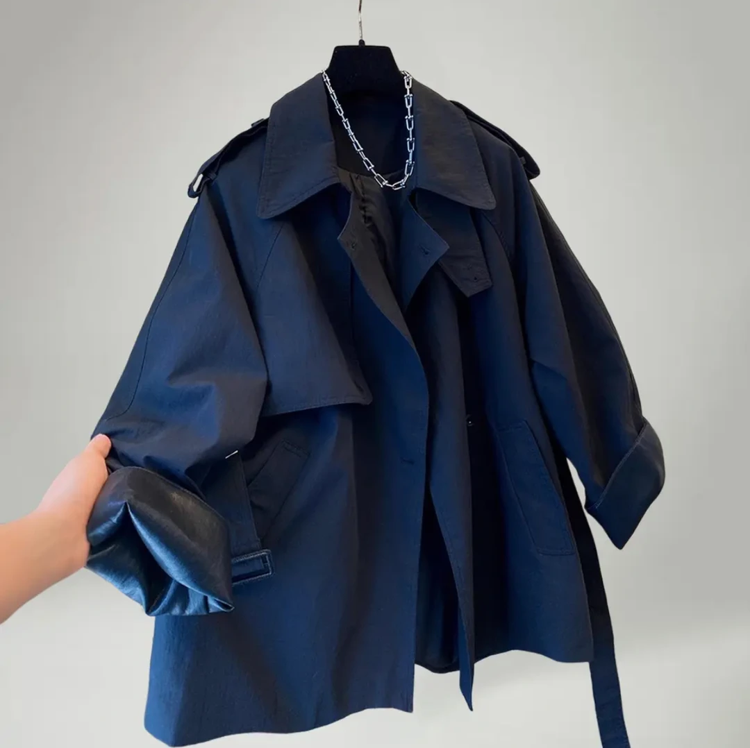 2025秋季新款高级感法式气质大翻领风衣外套宽松中长款上衣女装