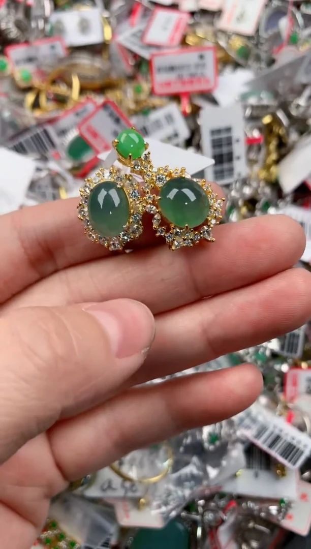 银S925镶嵌戒指翡翠666            2