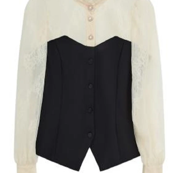 【九月专属】曼德诗气质蕾丝印花女士衬衫M314302879