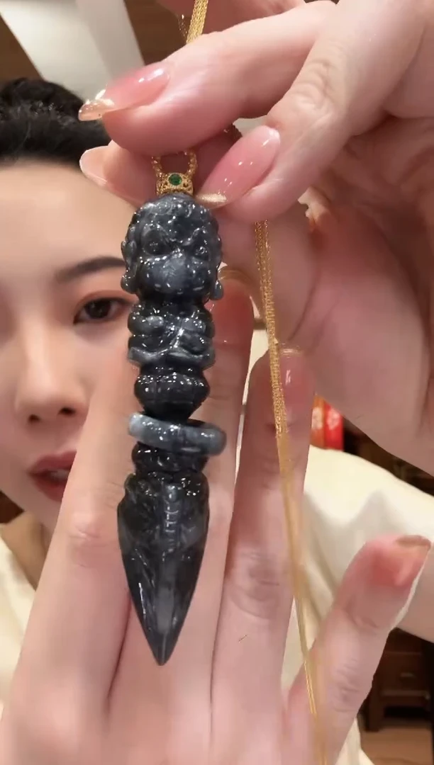 翡翠银S925镶嵌颈饰国风