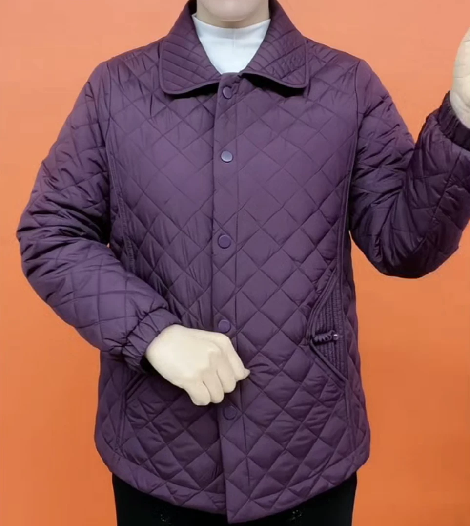 时尚洋气轻薄冬季保暖妈妈棉服外套