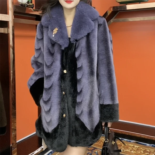 2025冬季新款皮草外套女士妈妈装上衣时尚保暖外套女款气质轻奢