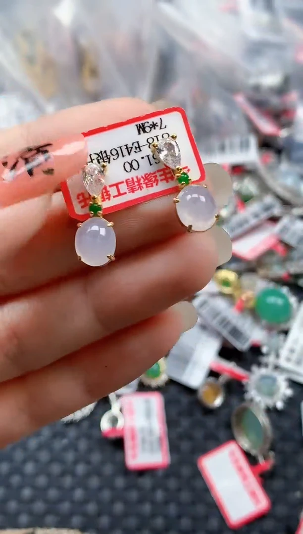 银S925镶嵌戒指翡翠天然A货缅甸翡翠