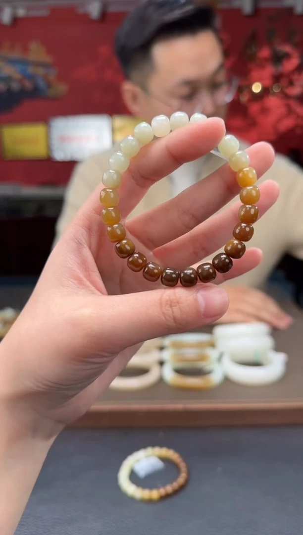 【闪购商品】和田玉手串未镶嵌且末糖白直切单圈手串