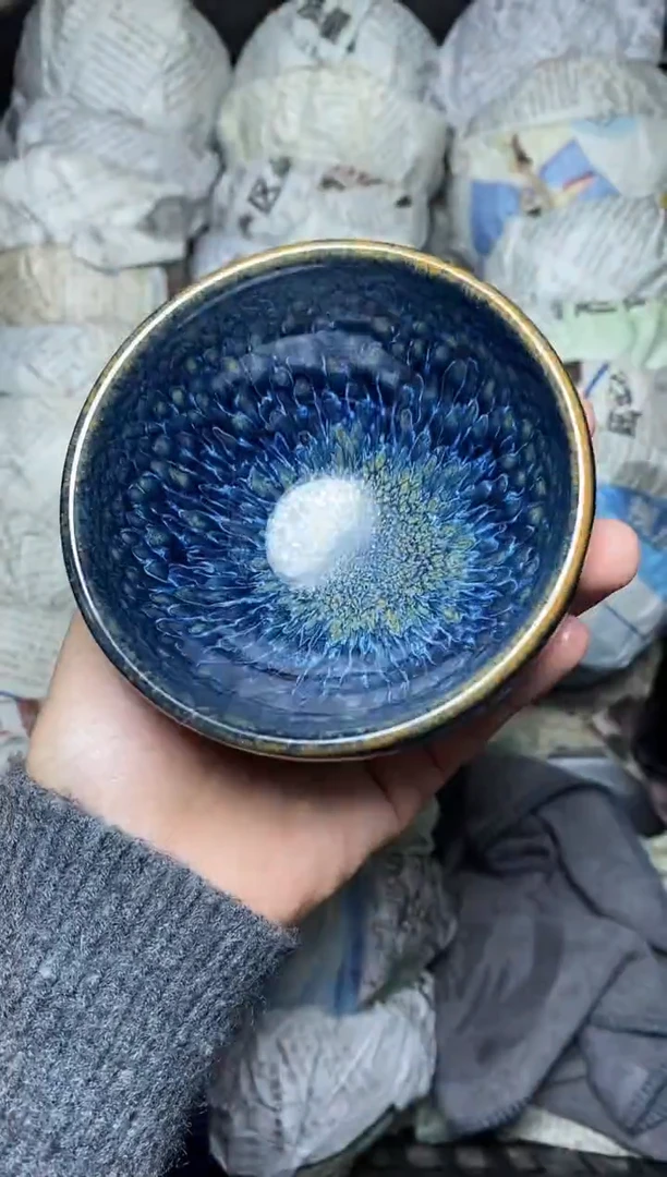 【闪购商品】茶盏蓝孔雀 盏三疯建盏茶器