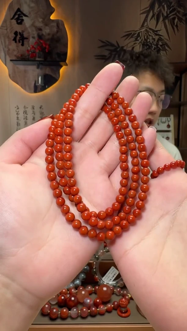未镶嵌原矿无优化无注胶手串南红玛瑙一条5mm+