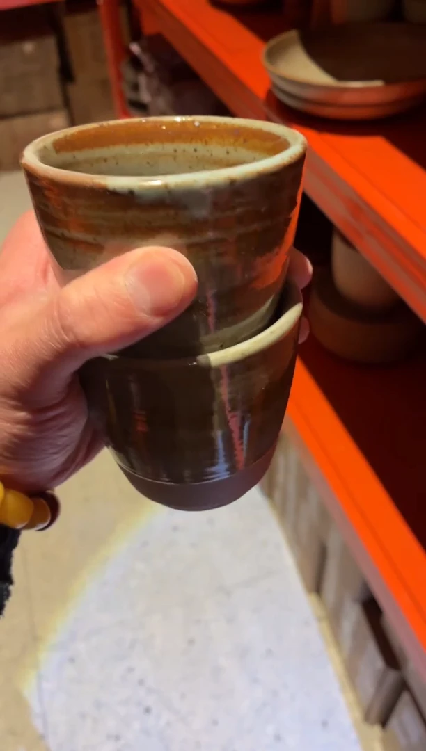 瓷片日**郊610蓝麻点水杯2个