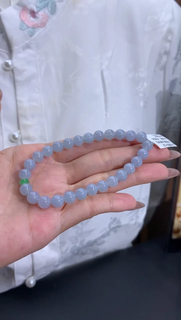 未镶嵌手串翡翠蓝底 卡6.8mm