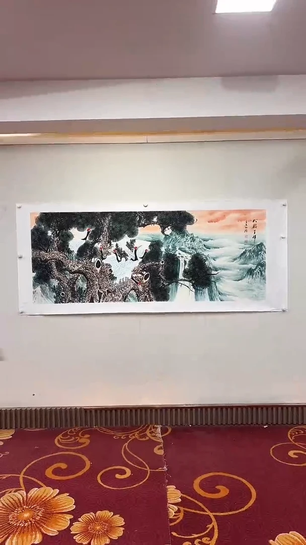 国画松鹤呈祥/6尺托底/雷畅胜