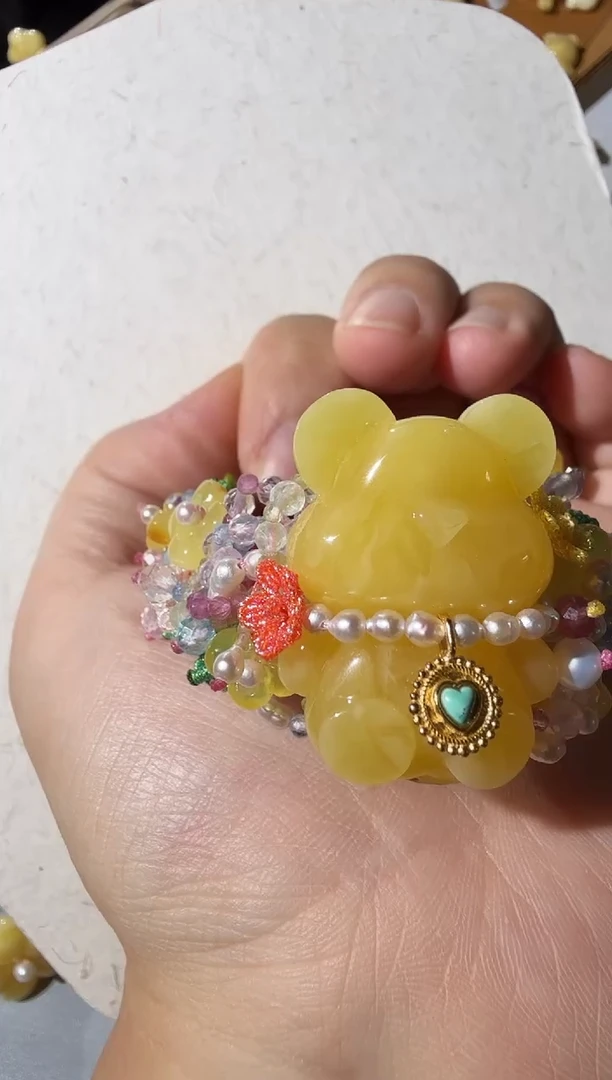 手链蜜蜡未镶嵌蜜蜡小熊繁花手链