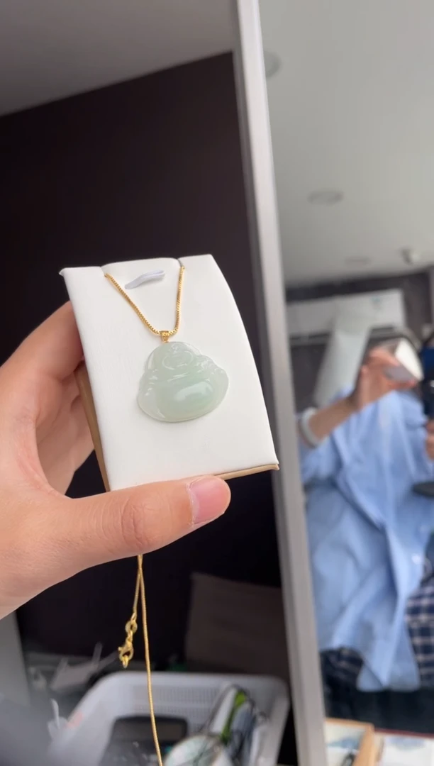 吊坠(不含链)18K金镶嵌翡翠天然缅甸A货翡翠