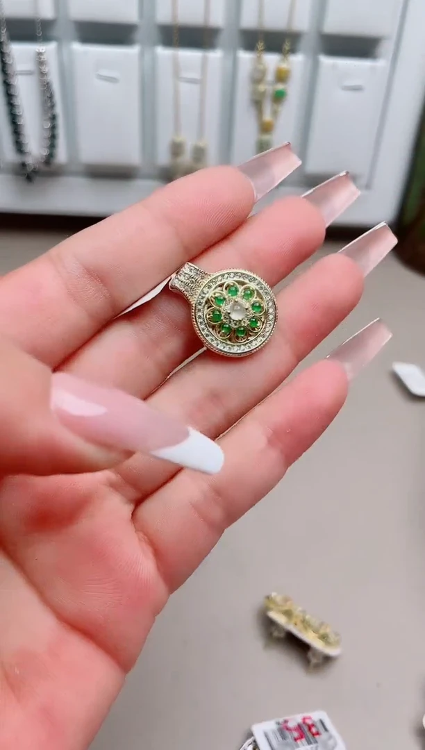 翡翠银S925镶嵌吊坠(不含链)、
